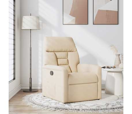 vidaXL Poltrona reclin&aacute;vel tecido de microfibra cor bege