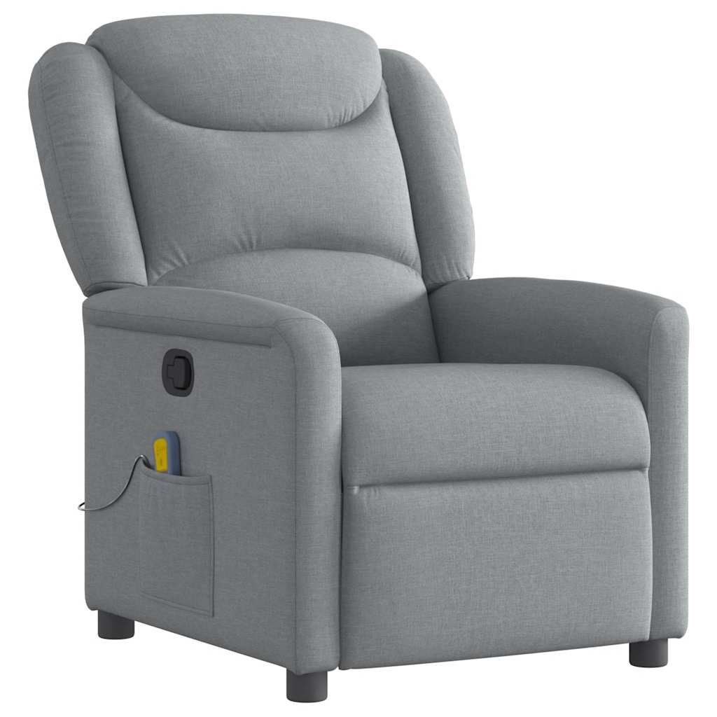 vidaXL Masážní polohovací křeslo světle šedé textil