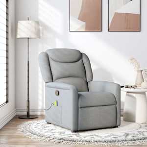 Masažni fotelj svetlo sivo blago