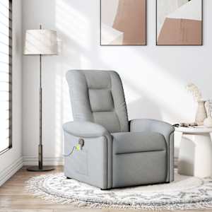 Masážní polohovací křeslo světle šedé textil - obrázek 1