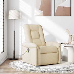 Masážní polohovací křeslo krémové textil - obrázek 1