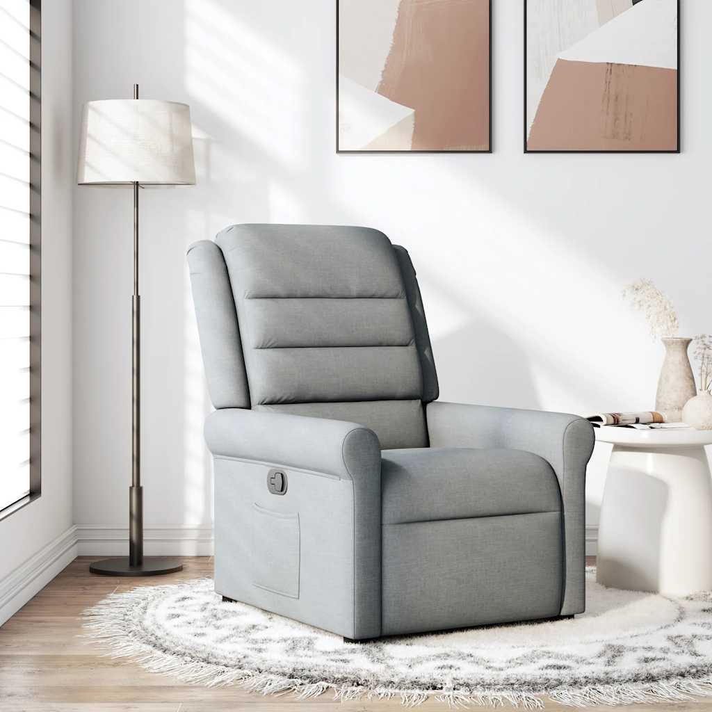 vidaXL Fotoliu rabatabil, gri deschis, material textil