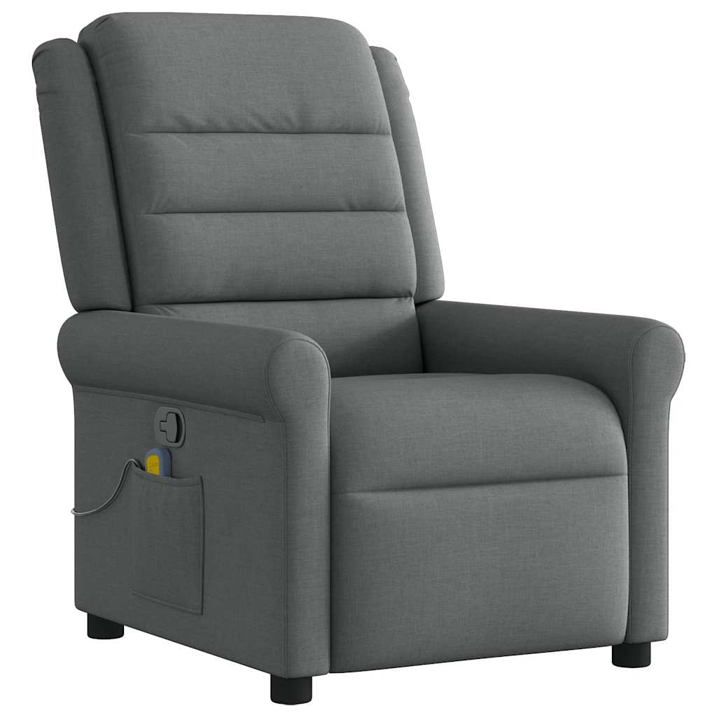 vidaXL Masážní polohovací křeslo tmavě šedé textil