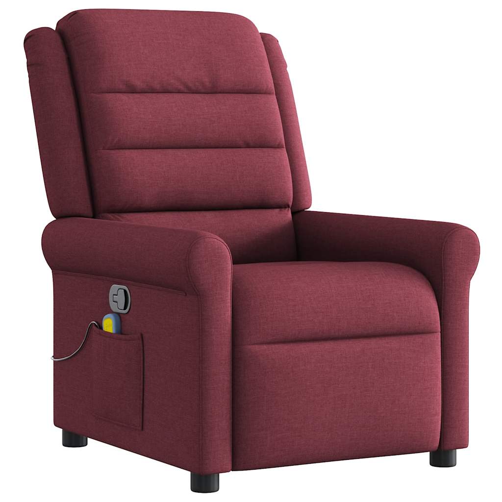 vidaXL Masážní polohovací křeslo vínové textil