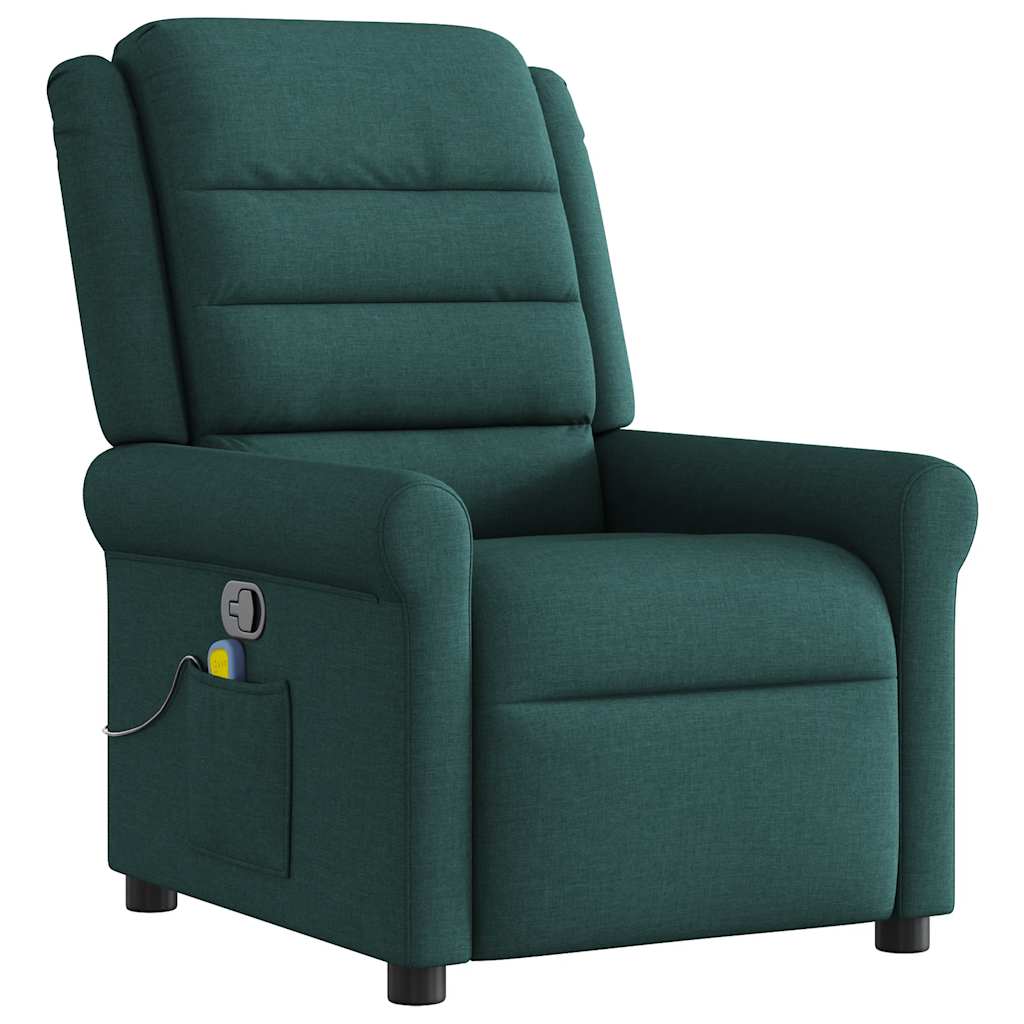vidaXL Masážní polohovací křeslo tmavě zelené textil