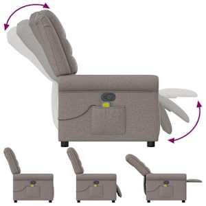 Masážní polohovací křeslo taupe textil - obrázek 6