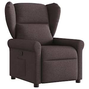 Polohovací křeslo tmavě hnědé textil - obrázek 2
