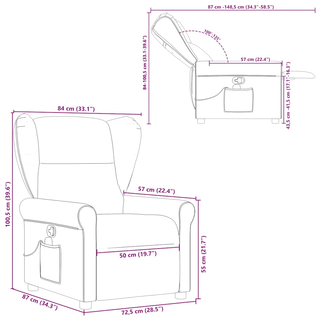 masāžas krēsls, atgāžams, brūns audums