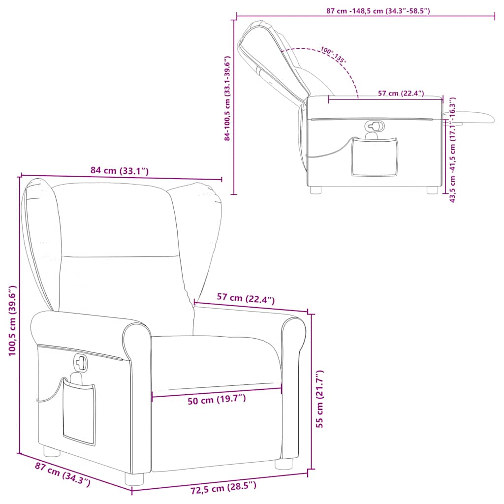 masāžas krēsls, atgāžams, krēmkrāsas audums