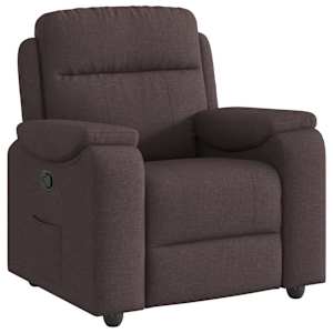 Polohovací křeslo tmavě hnědé textil - obrázek 2