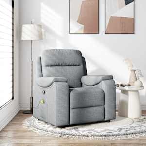 Masážní polohovací křeslo světle šedé textil - obrázek 1
