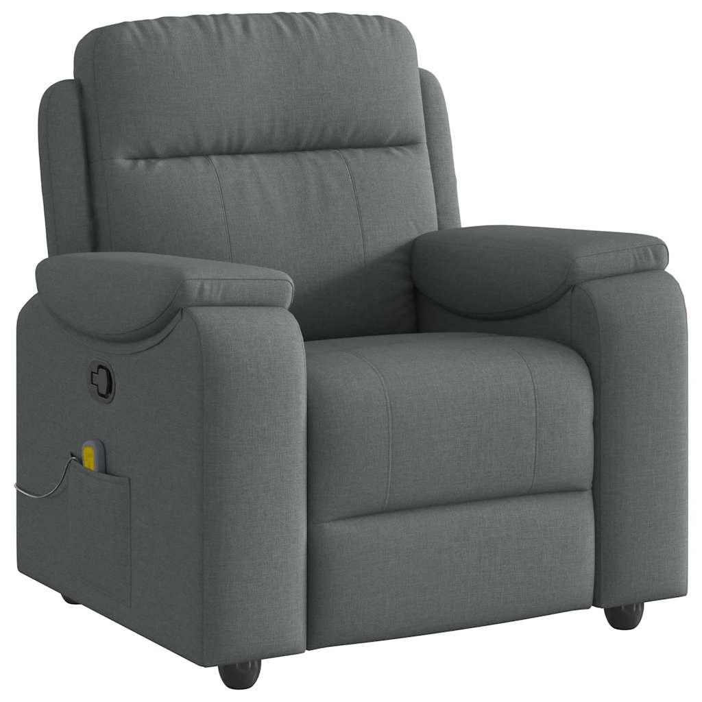 vidaXL Massage Recliner Chair Dark Gray Fabric