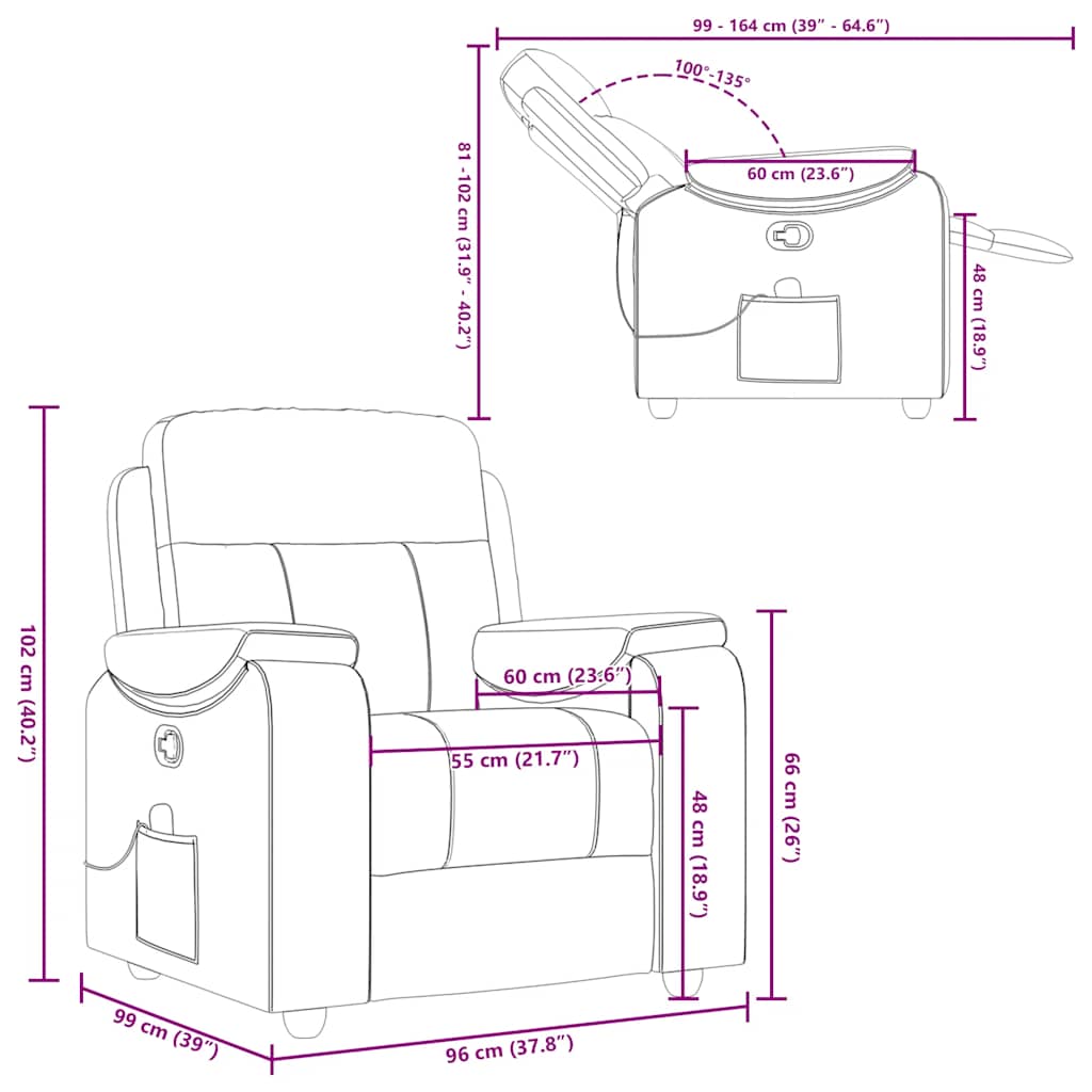 masāžas krēsls, atgāžams, brūns audums