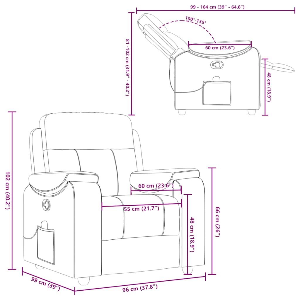 masāžas krēsls, atgāžams, tumši brūns audums