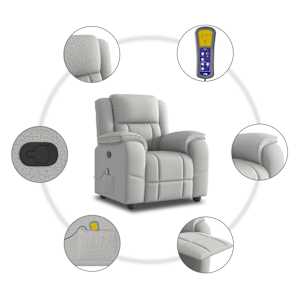 Masážní polohovací křeslo obláčkově šedá textil - obrázek 8