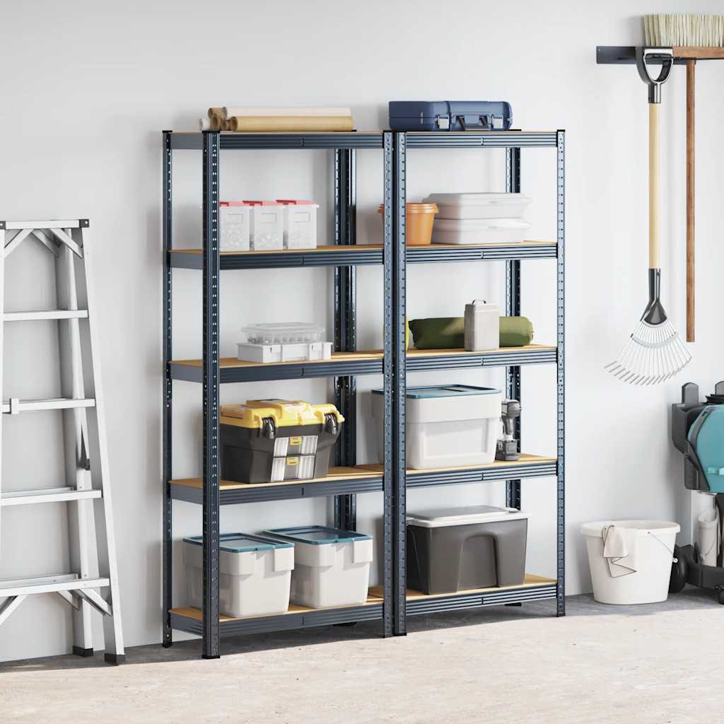 vidaXL 5 Laags Opbergrek 2 stuks antracietkleurig staal & bewerkt hout afbeelding