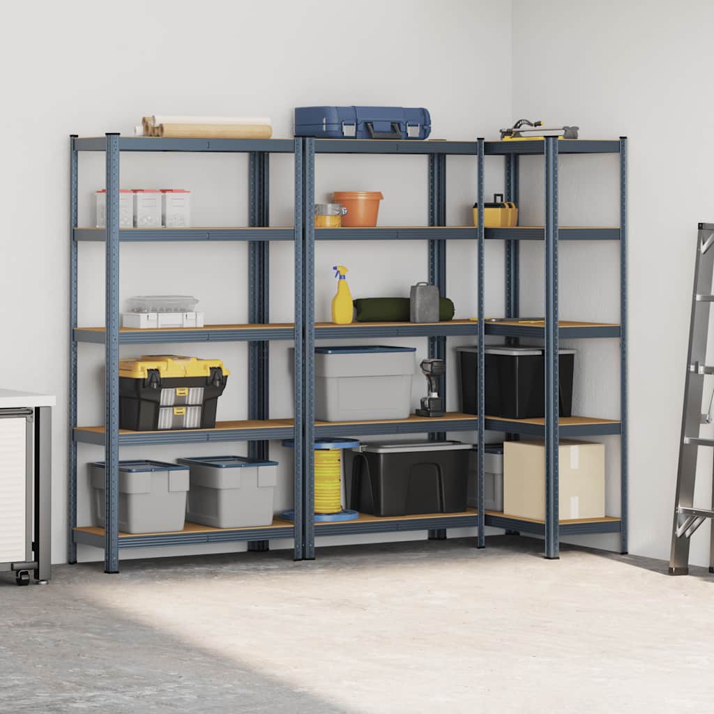 vidaXL Opbergrekken 5-laags 3 st staal & bewerkt hout antracietkleurig afbeelding