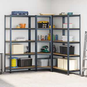 vidaXL Set 3 rafturi cu 5 straturi din oțel antracit și lemn prelucrat