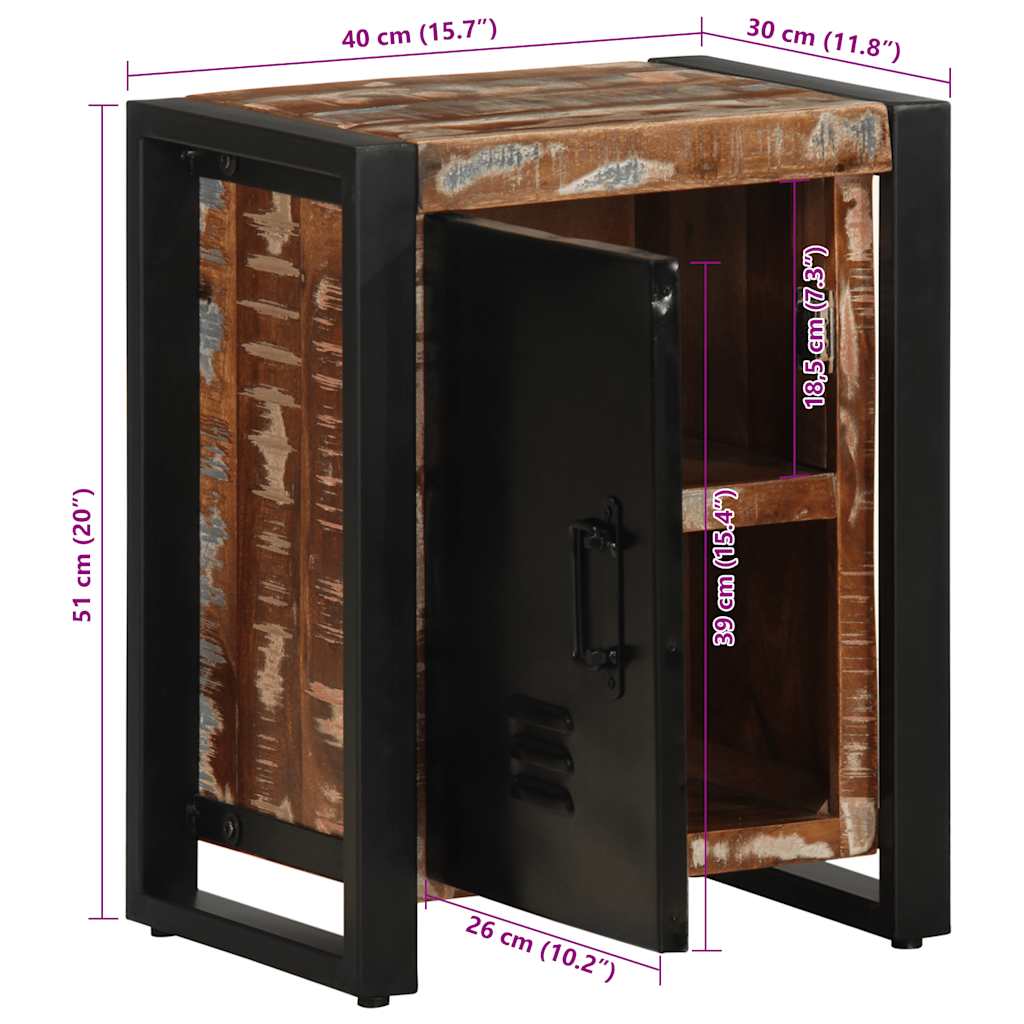 Nachtkastjes 2 st massief ruw mangohout meerkleurig image 13