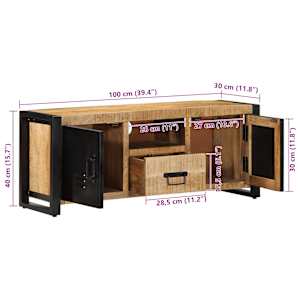 TV skříňka 100x30x40 cm masivní hrubé mangovníkové dřevo - obrázek 9