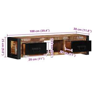 TV skříňka 100x30x25 cm masivní recyklované dřevo - obrázek 11