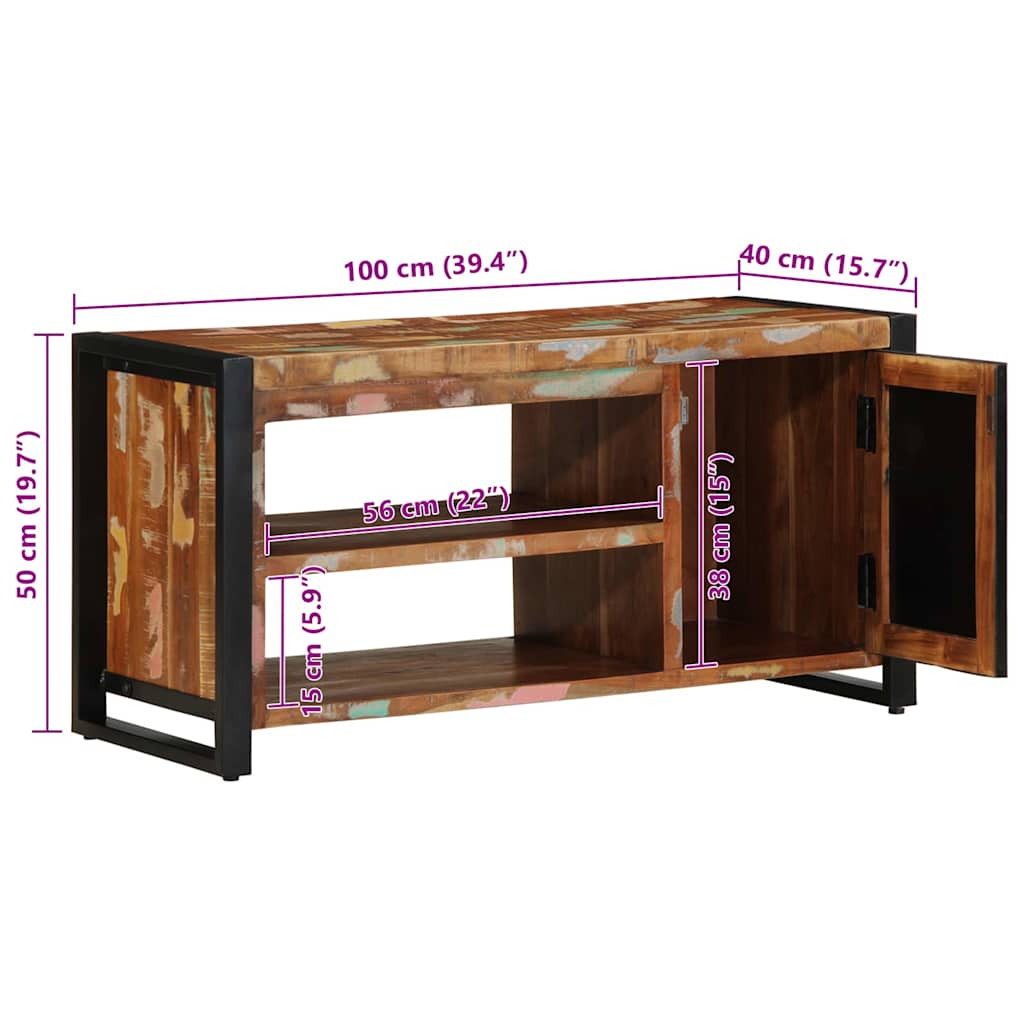 Cipőpad Sokszínű 100 x 40 x 50 cm Tömör újrahasznosított fa 