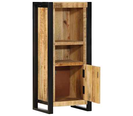 vidaXL Bathroom Cabinet Mango Wood and Black Solid rough mango wood, Iron