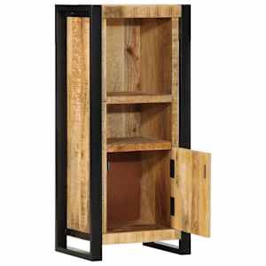 vidaXL Bathroom Cabinet Mango Wood and Black Solid rough mango wood, Iron