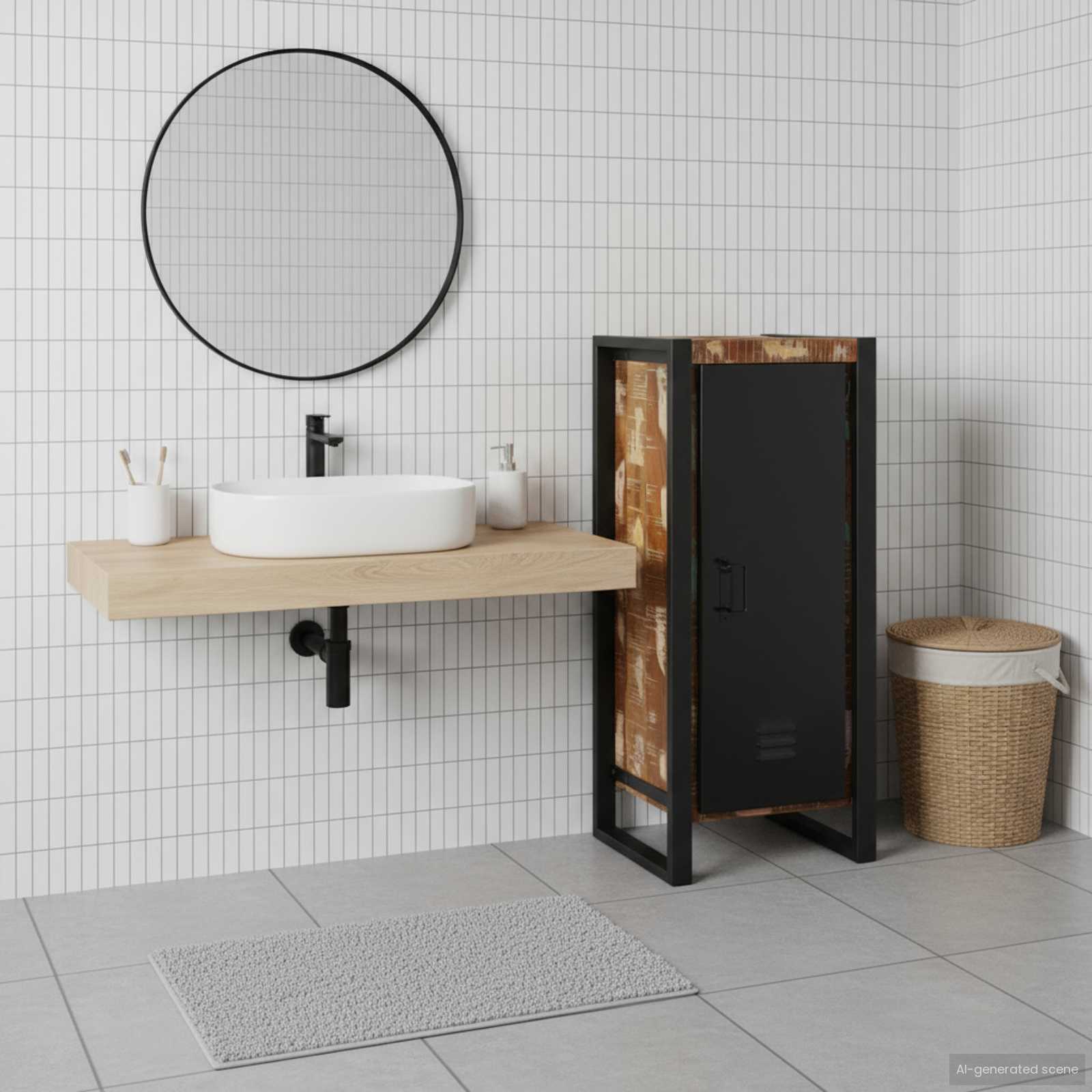 vidaXL Badrumsskåp med hylla Brun 40 x 35 x 90 cm Solid återvunnen trä