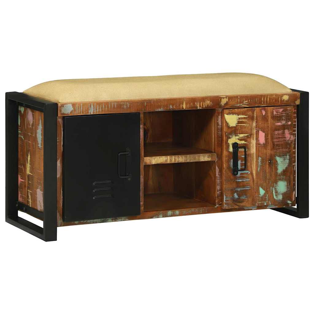 Banc Cabinet Multicolore 100x35x50 cm en bois massif récupéré