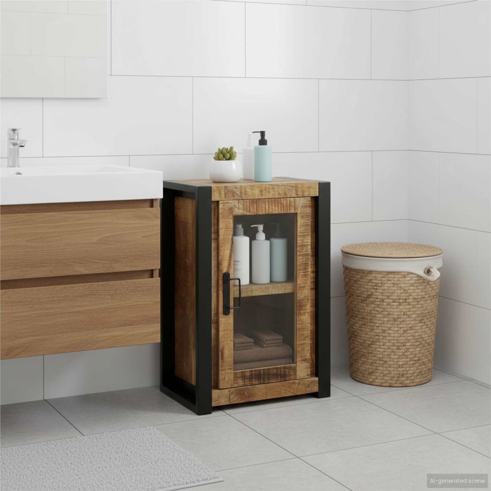 vidaXL Badezimmerschrank Braun 40 x 30 x 60 cm Massivholz Mango