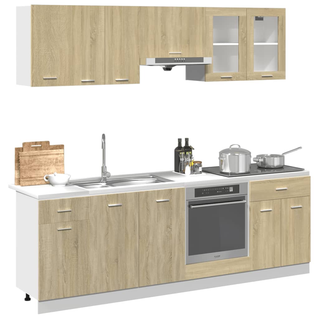 vidaXL 8-delige Keukenkastenset Lyon bewerkt hout sonoma eikenkleurig afbeelding