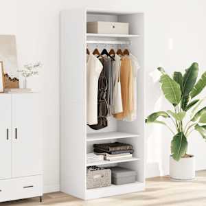 Garderobna omara bela 80x50x200 cm inženirski les