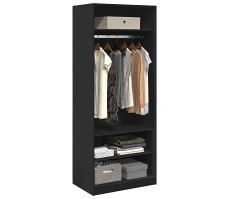 vidaXL Garderobna omara črna 80x50x200 cm inženirski les