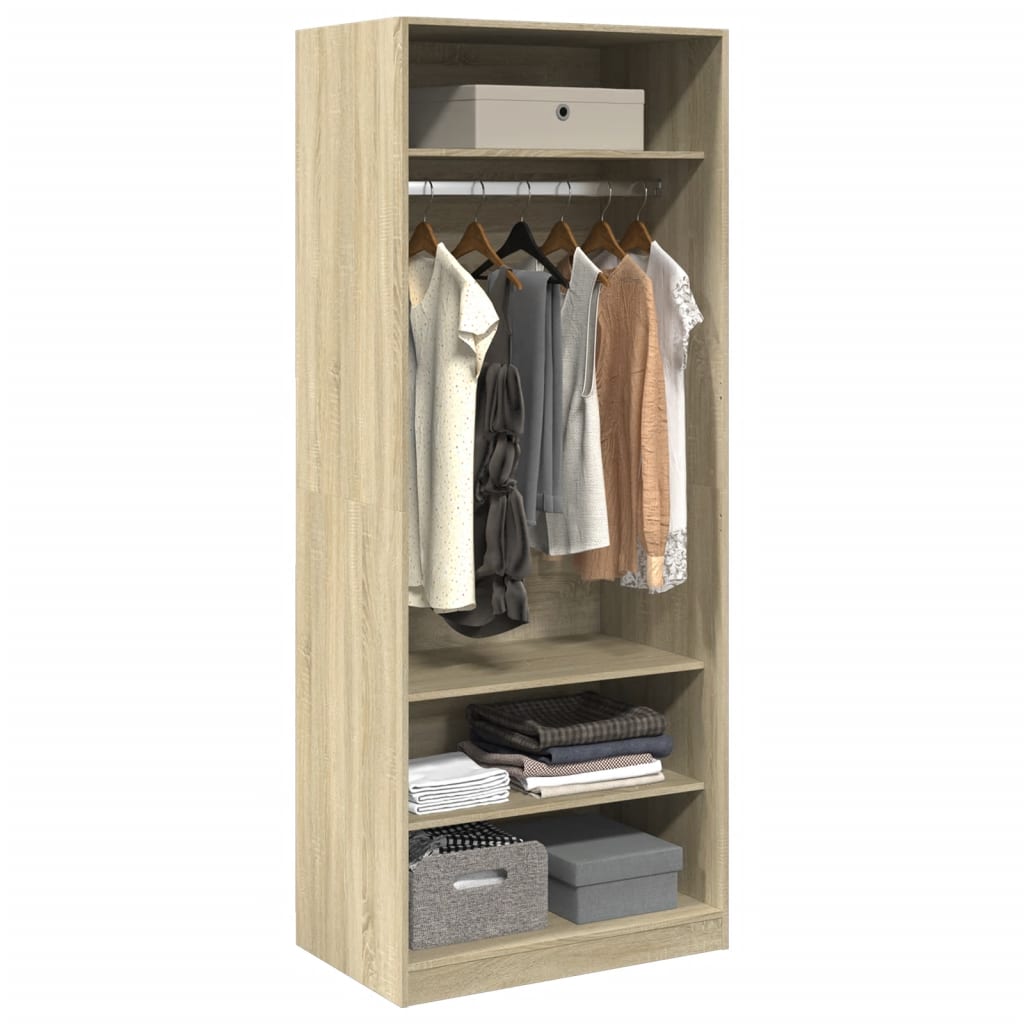 vidaXL Kledingkast 80x50x200 cm bewerkt hout sonoma eikenkleurig afbeelding