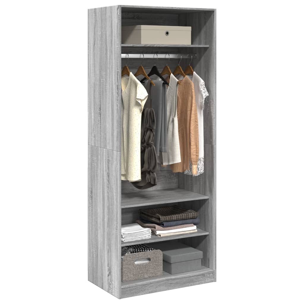 vidaXL Garde-robe sonoma gris 80x50x200 cm bois d'ingénierie