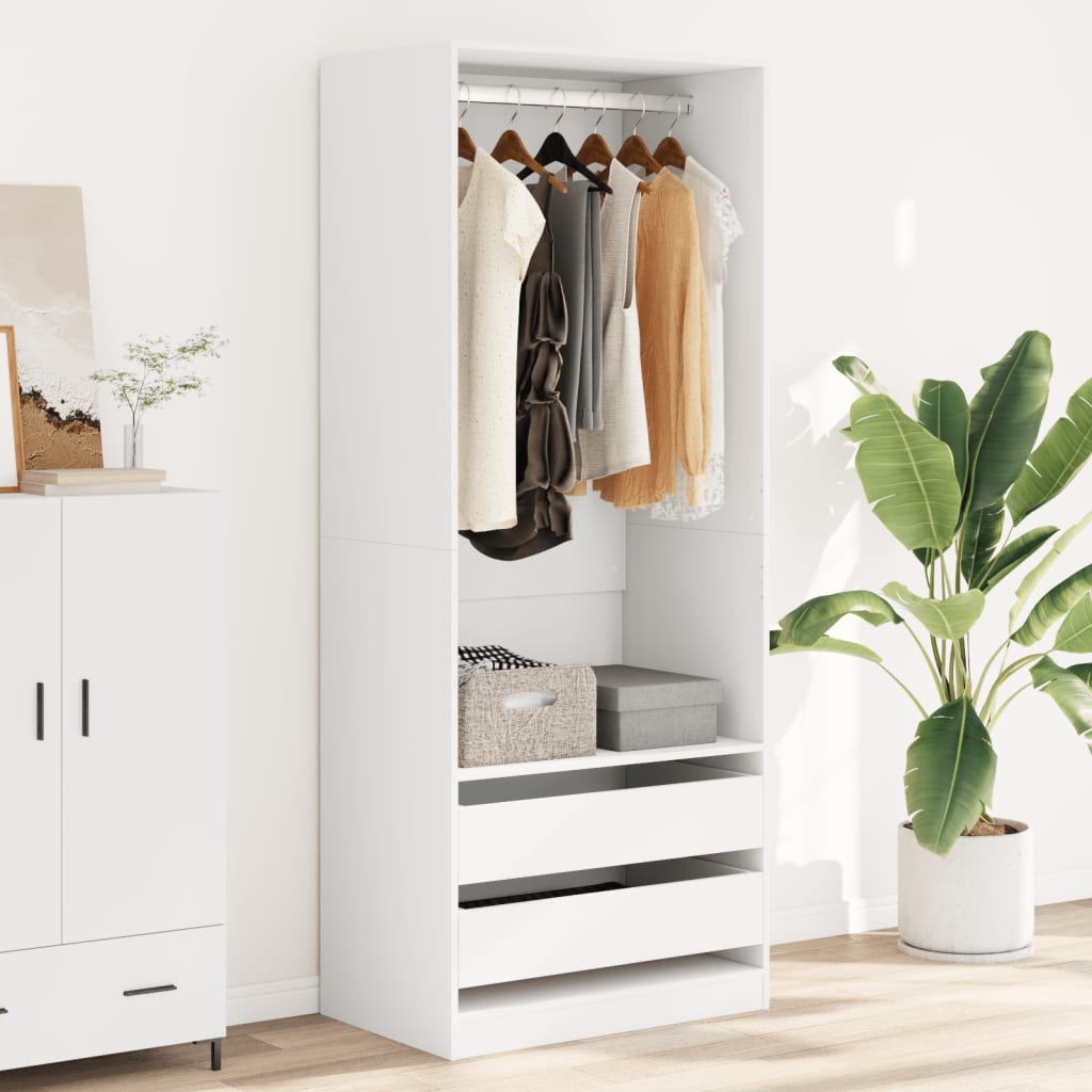 vidaXL Wardrobe White 80x50x200 cm Engineered Wood