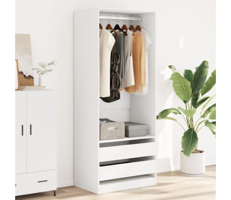 vidaXL Wardrobe White 80x50x200 cm Engineered Wood