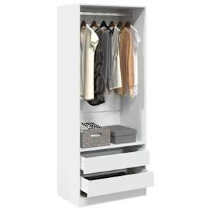 Garderobna omara bela 80x50x200 cm inženirski les