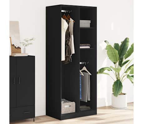 vidaXL Armadio Nero 80x50x200 cm in Legno Multistrato
