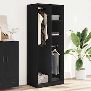 vidaXL Armadio Nero 80x50x200 cm in Legno Multistrato