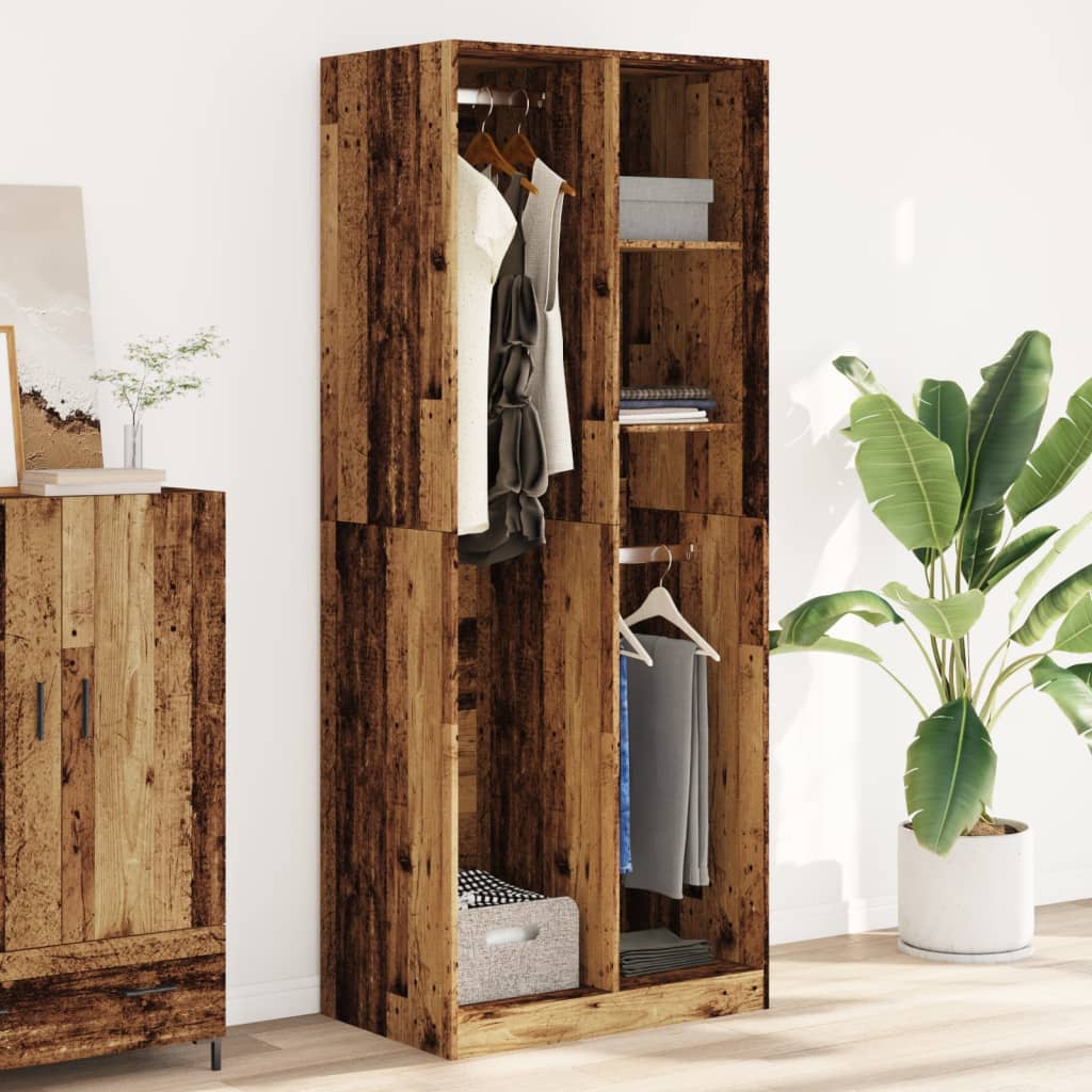 vidaXL Garderobe gammelt tre 80x50x200 cm konstruert tre