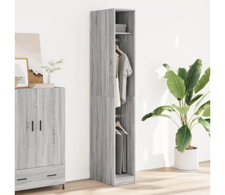 vidaXL Wardrobe Grey Sonoma 30x50x200 cm Engineered Wood