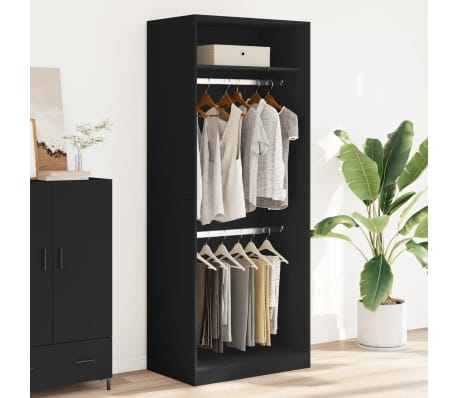 vidaXL Wardrobe Black 80x50x200 cm Engineered Wood