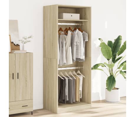 vidaXL Wardrobe Sonoma Oak 80x50x200 cm Engineered Wood