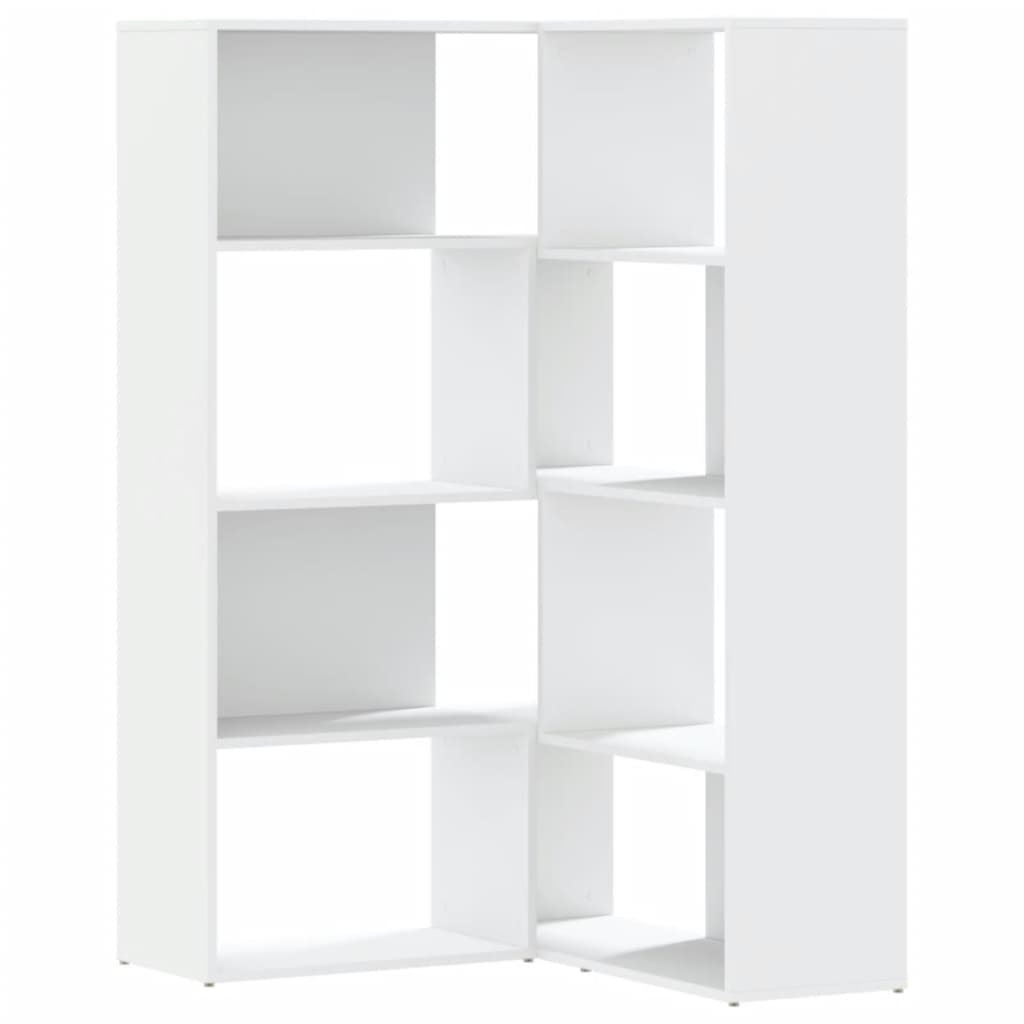 vidaXL Rohová 4patrová knihovna bílá 85 x 85 x 140 cm kompozitní dřevo