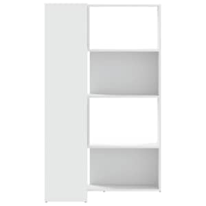 Rohová 4patrová knihovna bílá 85 x 85 x 140 cm kompozitní dřevo - obrázek 5
