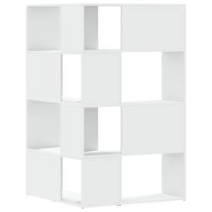 Rohová 4patrová knihovna bílá 85 x 85 x 140 cm kompozitní dřevo - obrázek 6