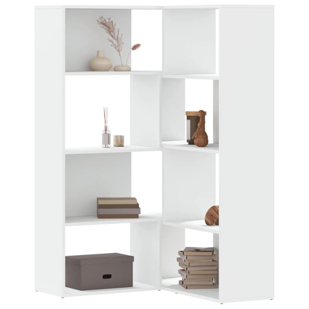 vidaXL Eck-Bücherregal 4 Etagen Weiß 85x85x140 cm Holzwerkstoff