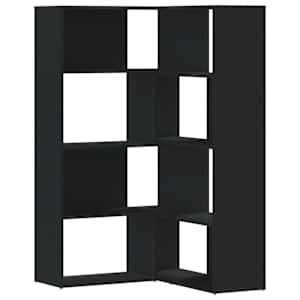 Rohová 4patrová knihovna černá 85x85x140 cm kompozitní dřevo - obrázek 2
